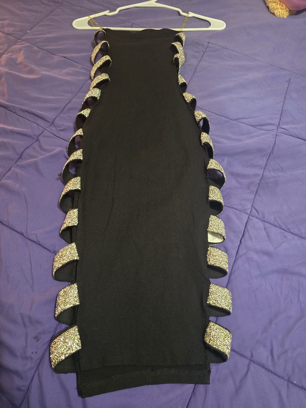 Black Dress with Sparklung Silver  Embellished Side Accents